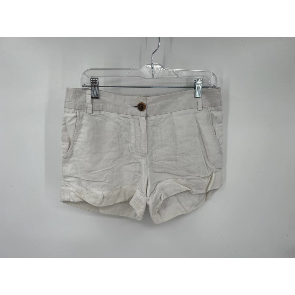 Linen Women's J. Crew Baird McNutt white cuffed linen shorts size 6